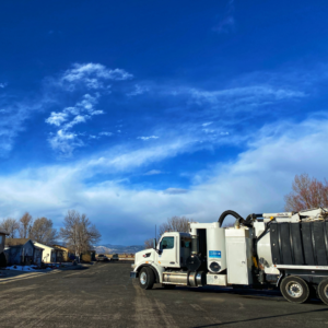 Colorado boring truck in front of bright blue sky