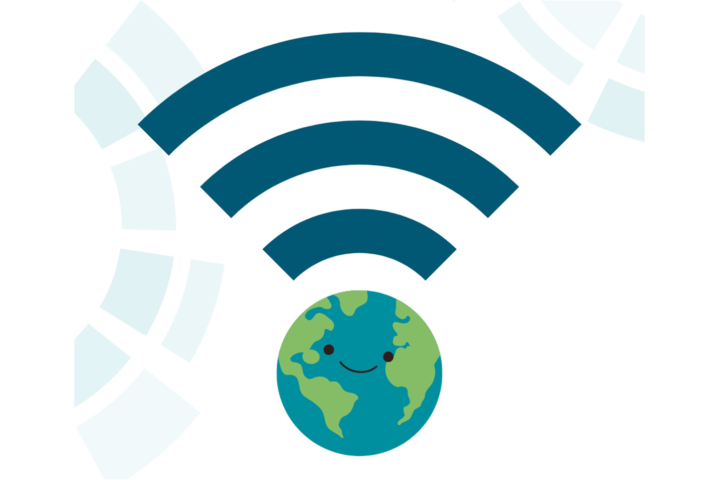 Planet Earth as base of a WiFi icon
